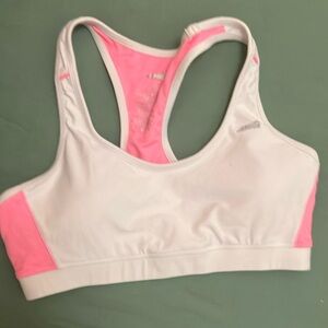 Avia White and Pink Racerback Sports Bra